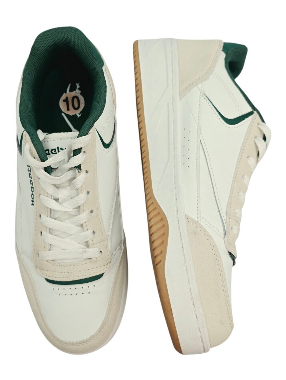Reebok Men's Low-Top Sneakers in White, Dark Green, and Beige Size 10 - Picture 8 of 13